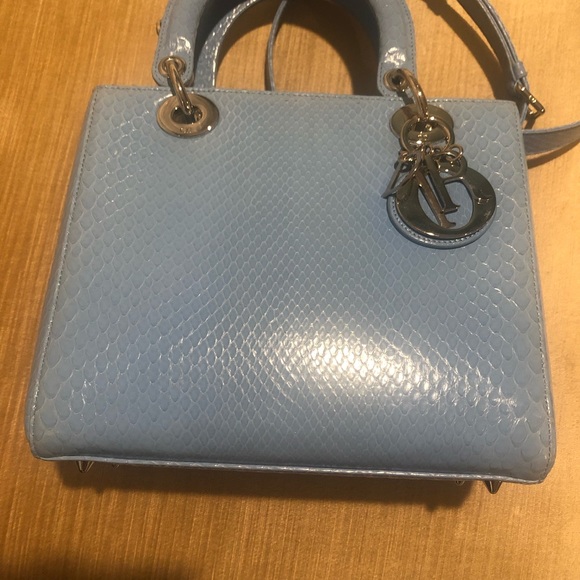 Christian Dior-Python Medium Lady Dior blue bag - Picture 8 of 8